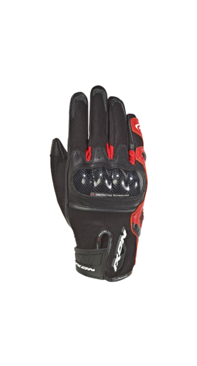IXON RS RISE AIR ROADSTER HOMEM LUVAS PRETAS VERMELHAS