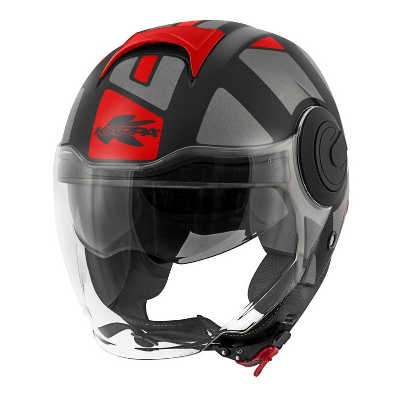 KAPPA - CASCO JET KV37/EVOD/STYLE NEGRO-MT/TITANIO/ROJO