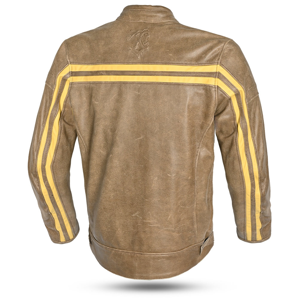 BELA NIGHT HAWK VINTAGE Moto Couro Casacos Marrón Bege