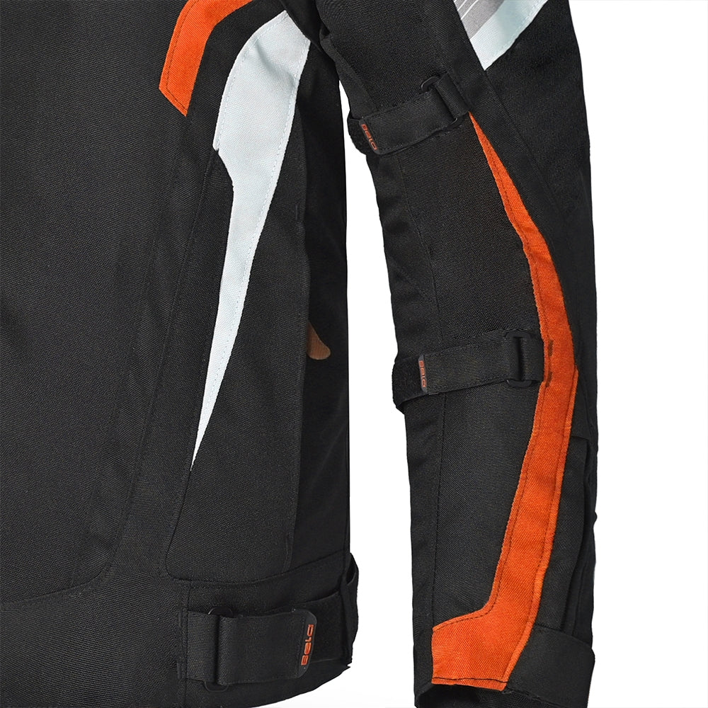 BELA HIGHLAND Motociclista Homem Casaco Preto Branco Laranja