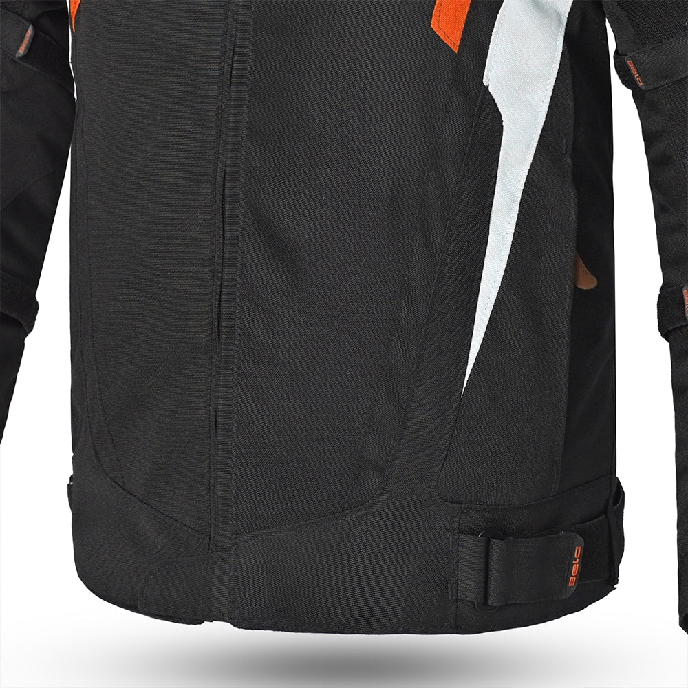 BELA HIGHLAND Motociclista Homem Casaco Preto Branco Laranja