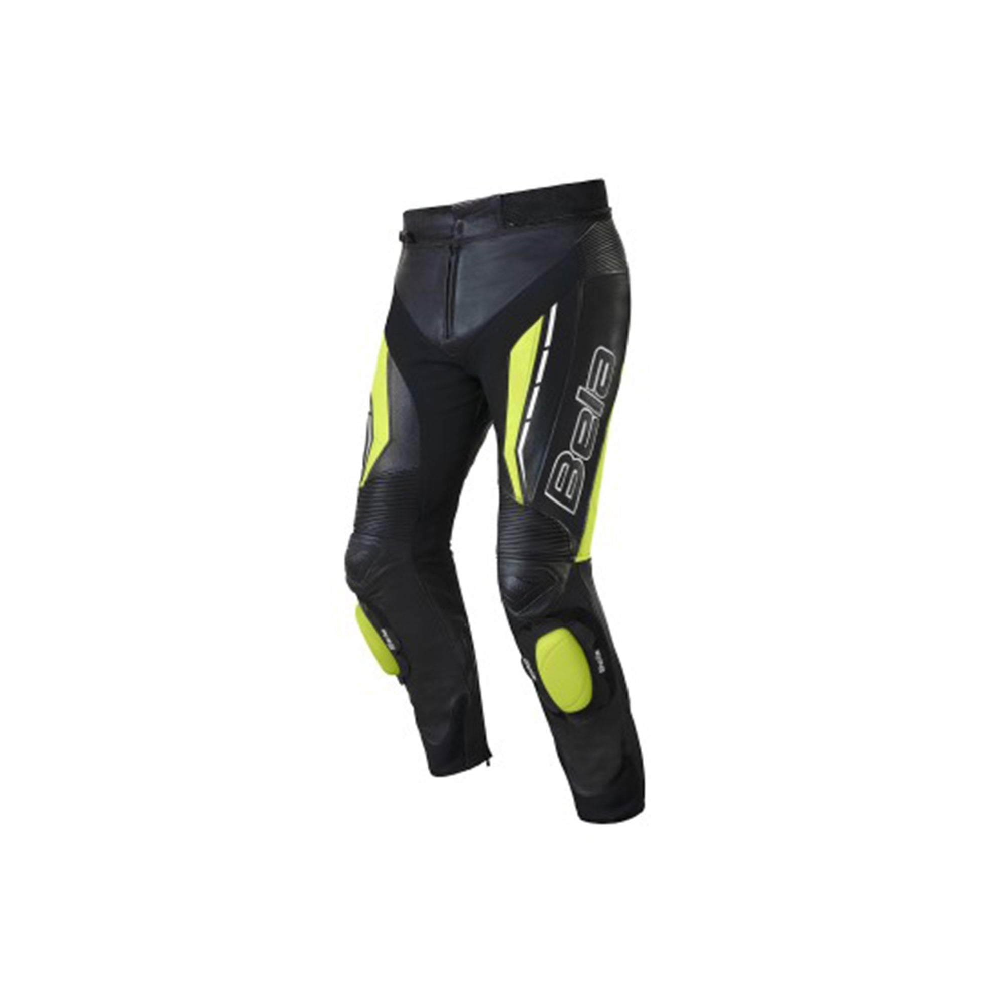 BELA ROCKET Couro Moto Homem Calças Preto Fluorescente Amarelo