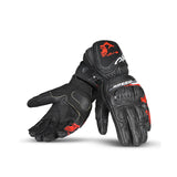 BELA LEMOX Moto Couro Luvas Preto Vermelho