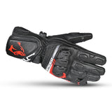 BELA LEMOX Moto Couro Luvas Preto Vermelho