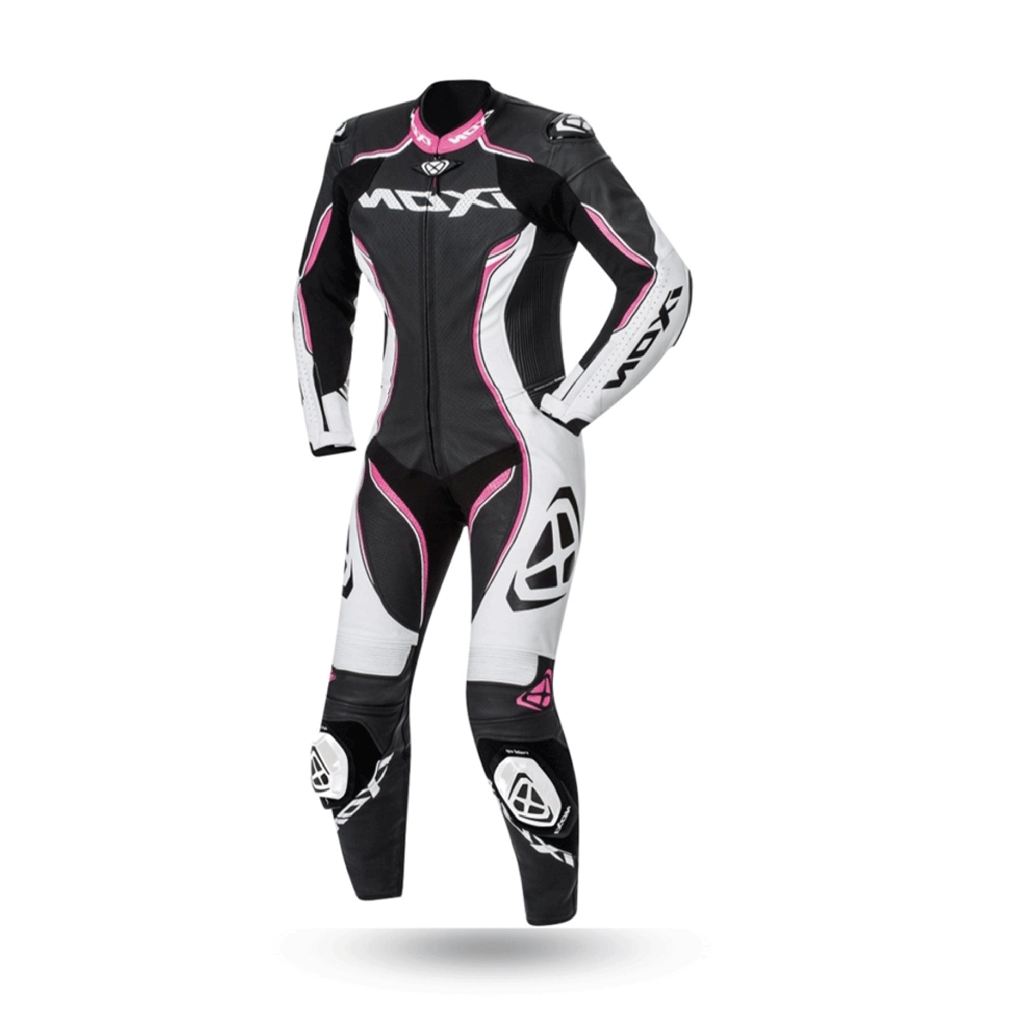 IXON VORTEX Moto Couro Senhora Fatos Preto Branco Fushia – 1 – Maximomoto PT