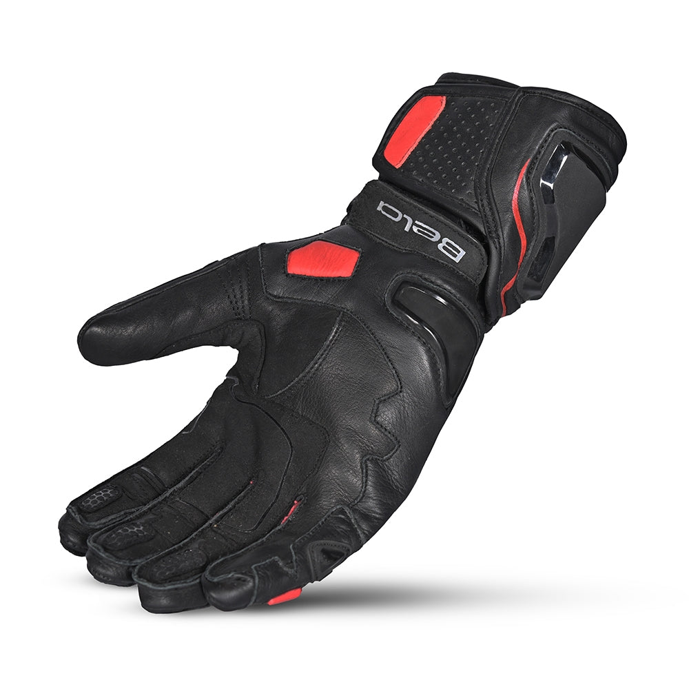 BELA VENOM RS RACING Moto Senhora Couro Luvas Preto Vermelho