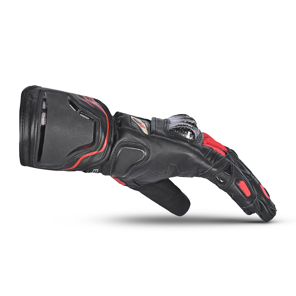 BELA VENOM RS RACING Moto Senhora Couro Luvas Preto Vermelho