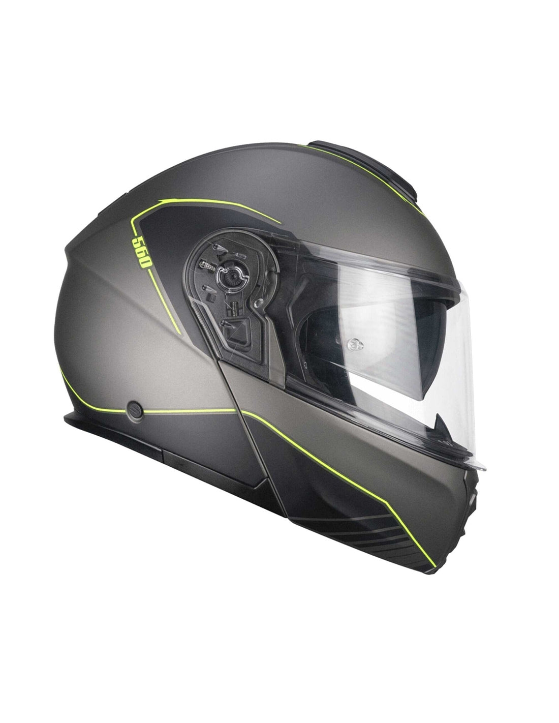 CGM 560G MAD RIDE Grafito Casco Modular Amarillo Fluorescente Mate