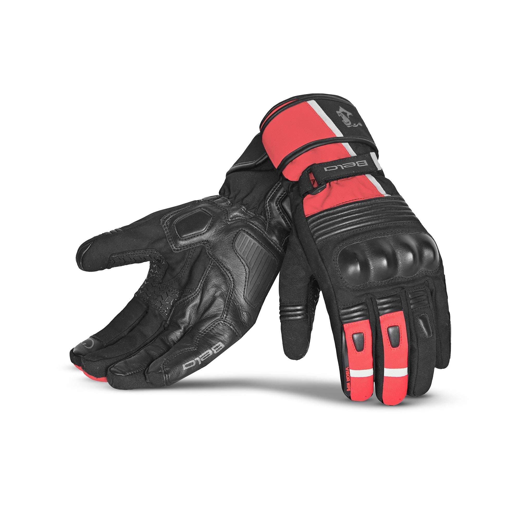 BELA ICE WINTER WP Moto Textile Luvas Preto Vermelho