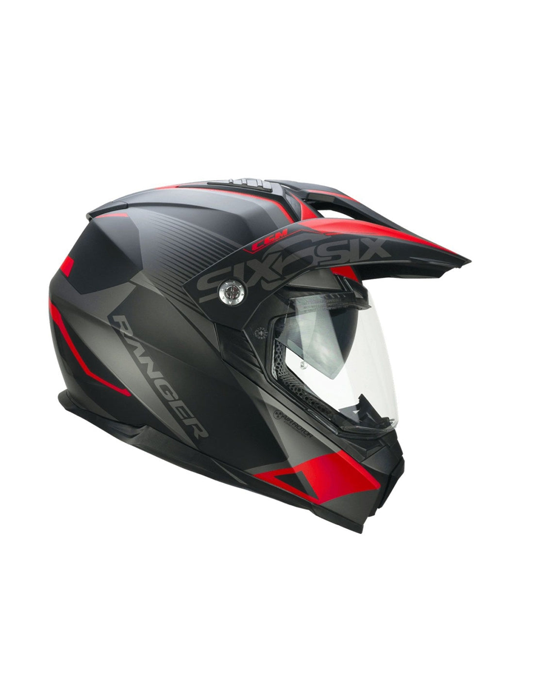 CGM 666G Twin Ranger Casco De Moto Aventura Negro Mate Rojo