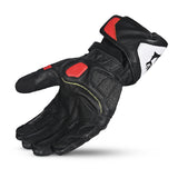 BELA ROCKET Couro Moto Longa Luvas Branco Vermelho Preto