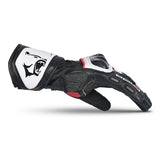 BELA ROCKET Couro Moto Longa Luvas Branco Vermelho Preto