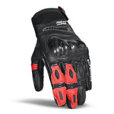 BELA ROCKET Moto Couro Curta Luvas Preto Vermelho