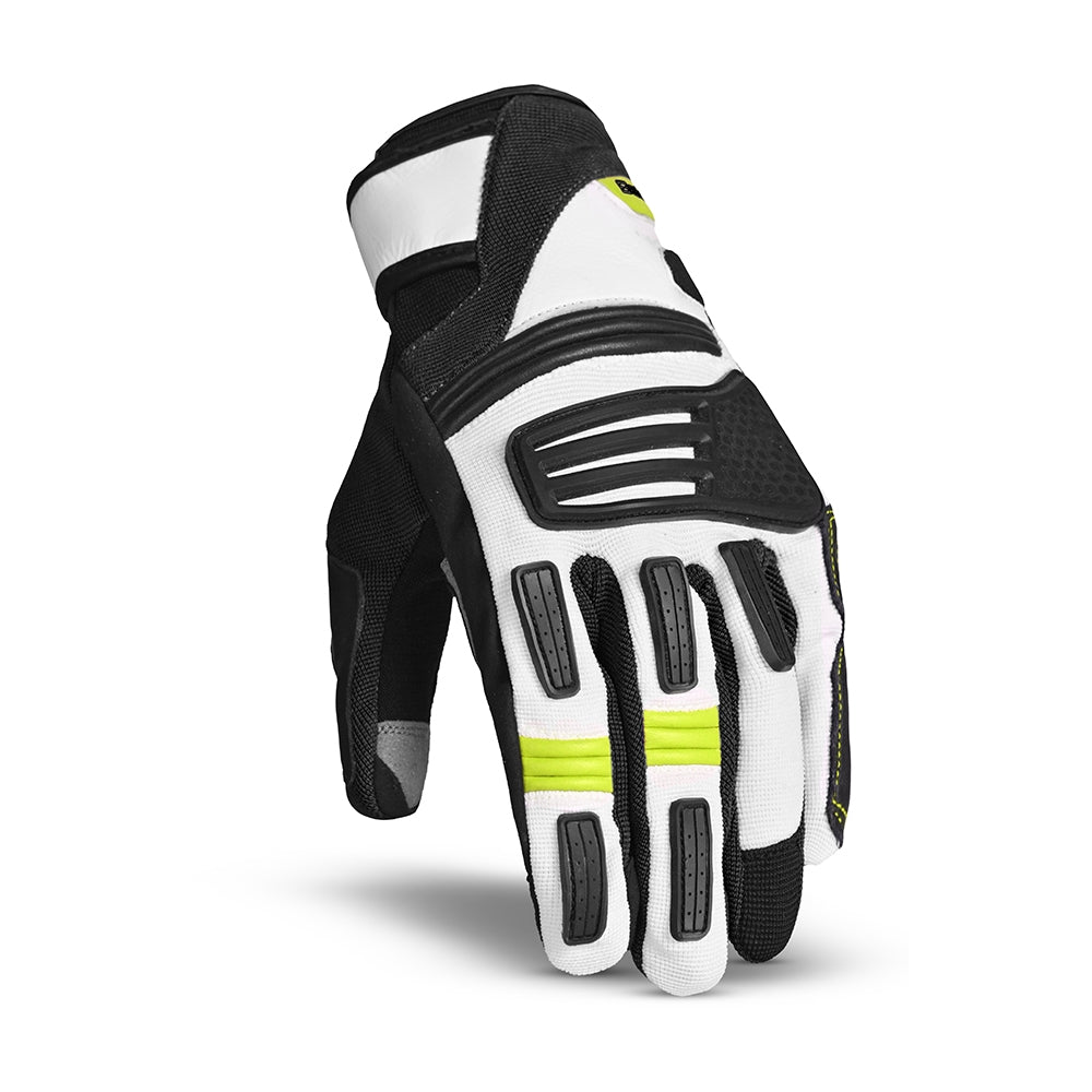 BELA ARIZON Moto Homem Textil Luvas Preto Branco Amarelo Fluorescente