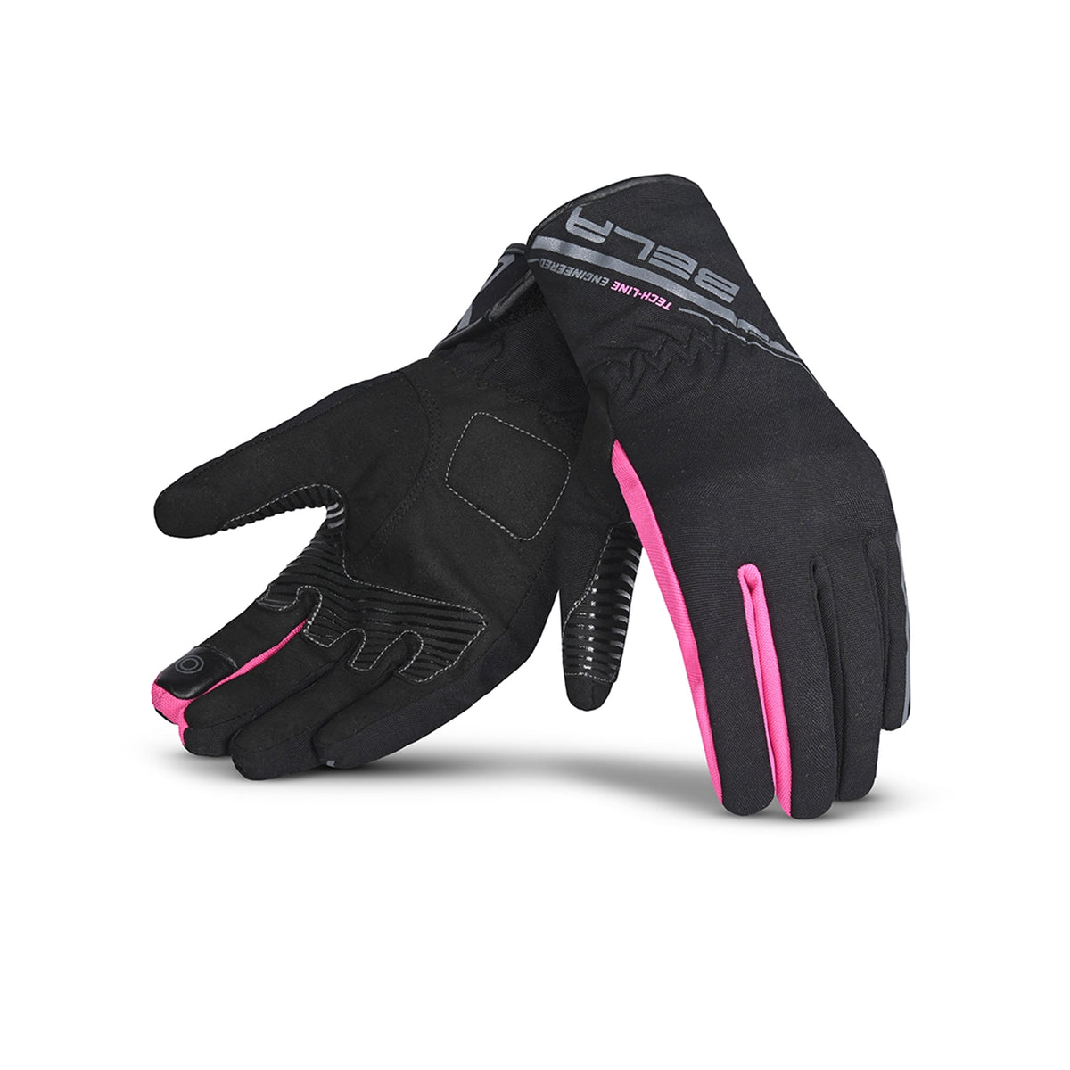 BELA REBEL Senhora Moto Couro Luva Preta Rosa