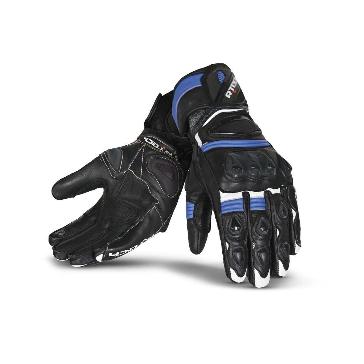 R-TECH ROBO Moto Senhora Couro Luvas Preto Azul