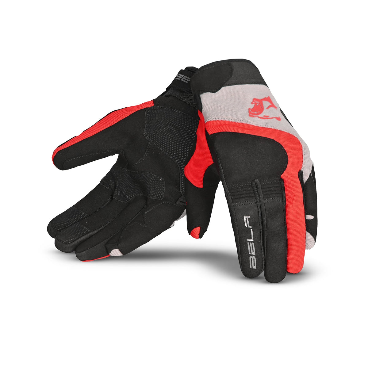 BELA ADVENTURE Textil Moto Luvas Preto Vermelho