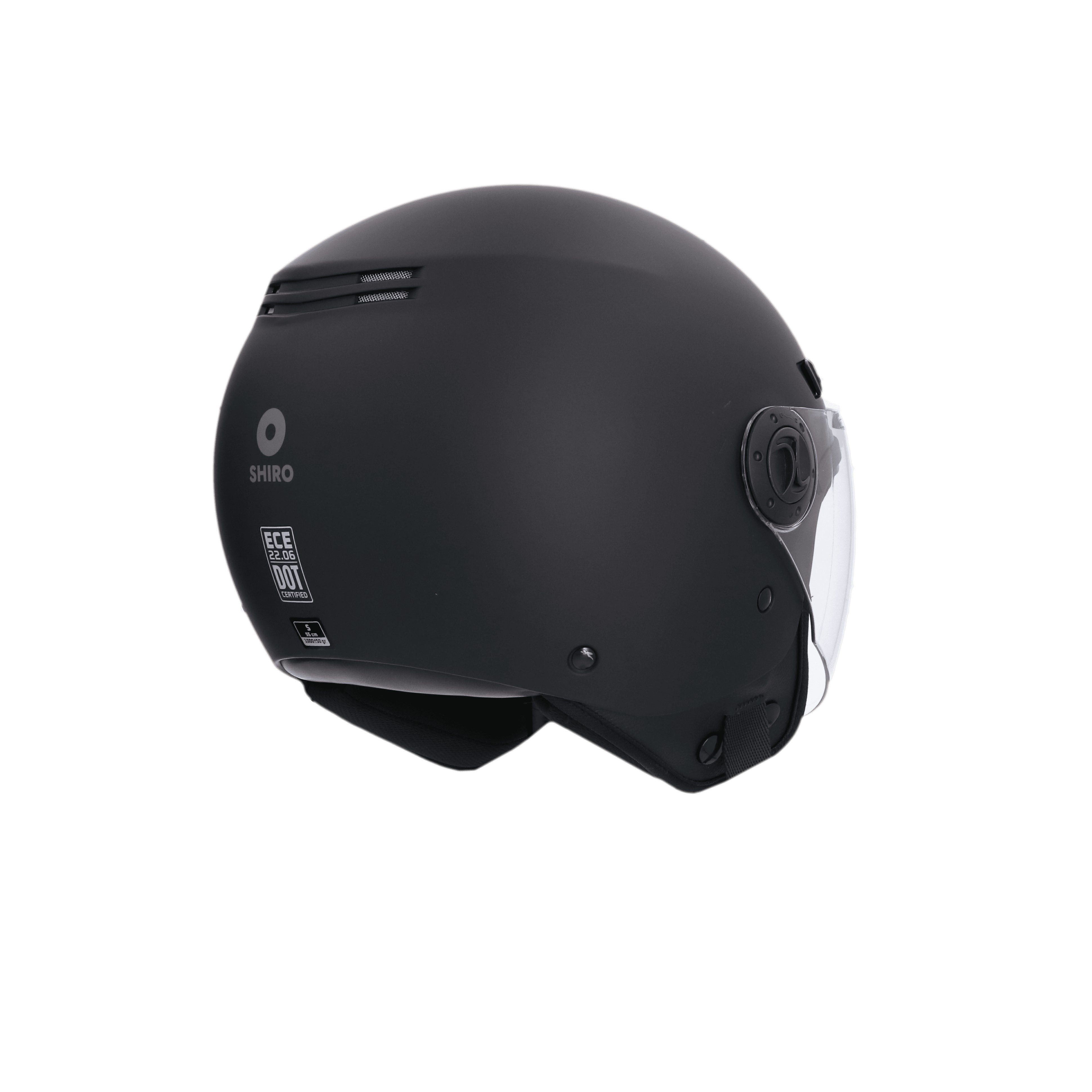 SHIRO SH-62 KIOTO MONOCOLOR Moto Jet Capacete Preto Matt – 6 – Maximomoto PT