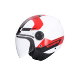 SHIRO KIOTO KALOS Moto Rosto Aberto Capacete Branco Vermelho