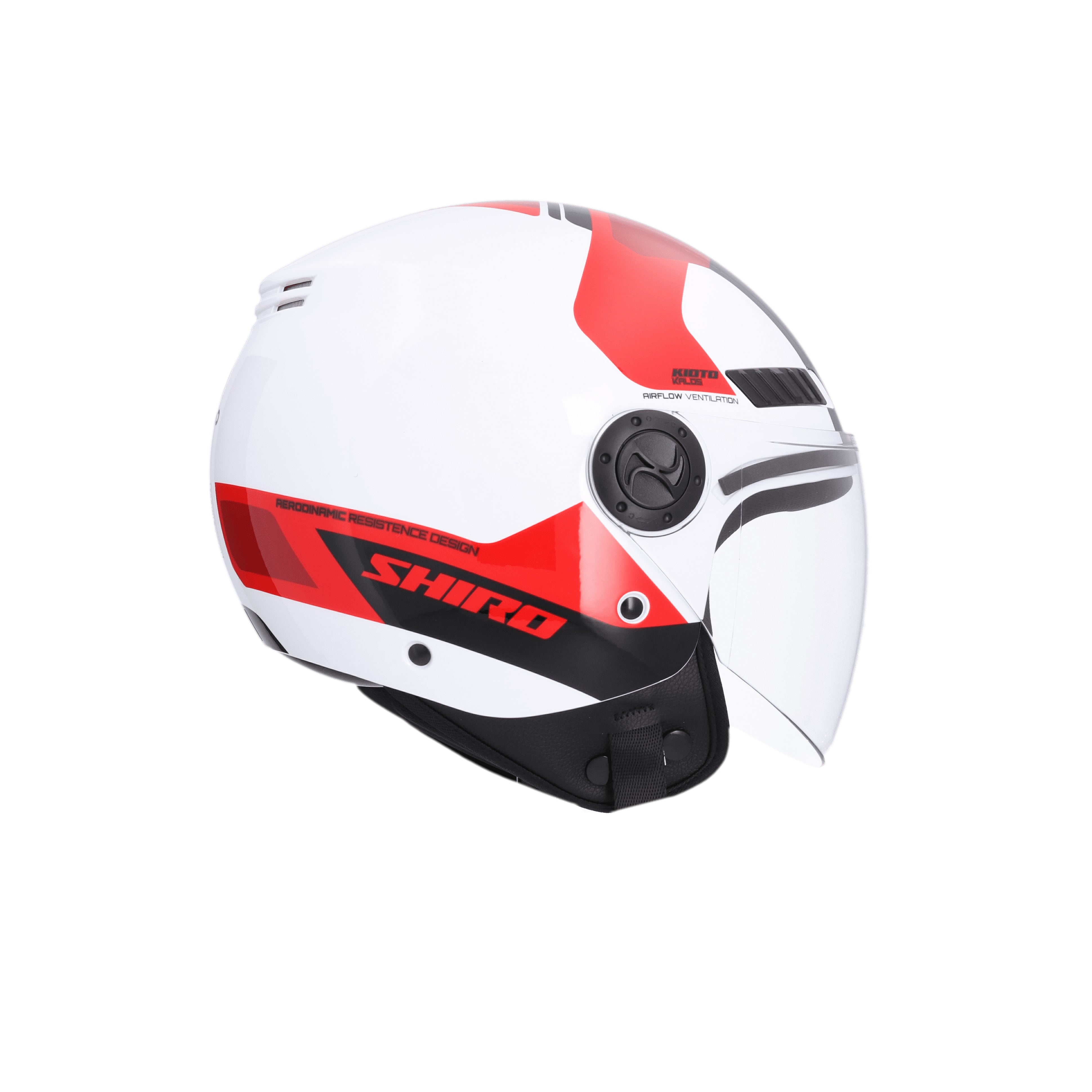 SHIRO KIOTO KALOS Moto Rosto Aberto Capacete Branco Vermelho – 6 – Maximomoto PT