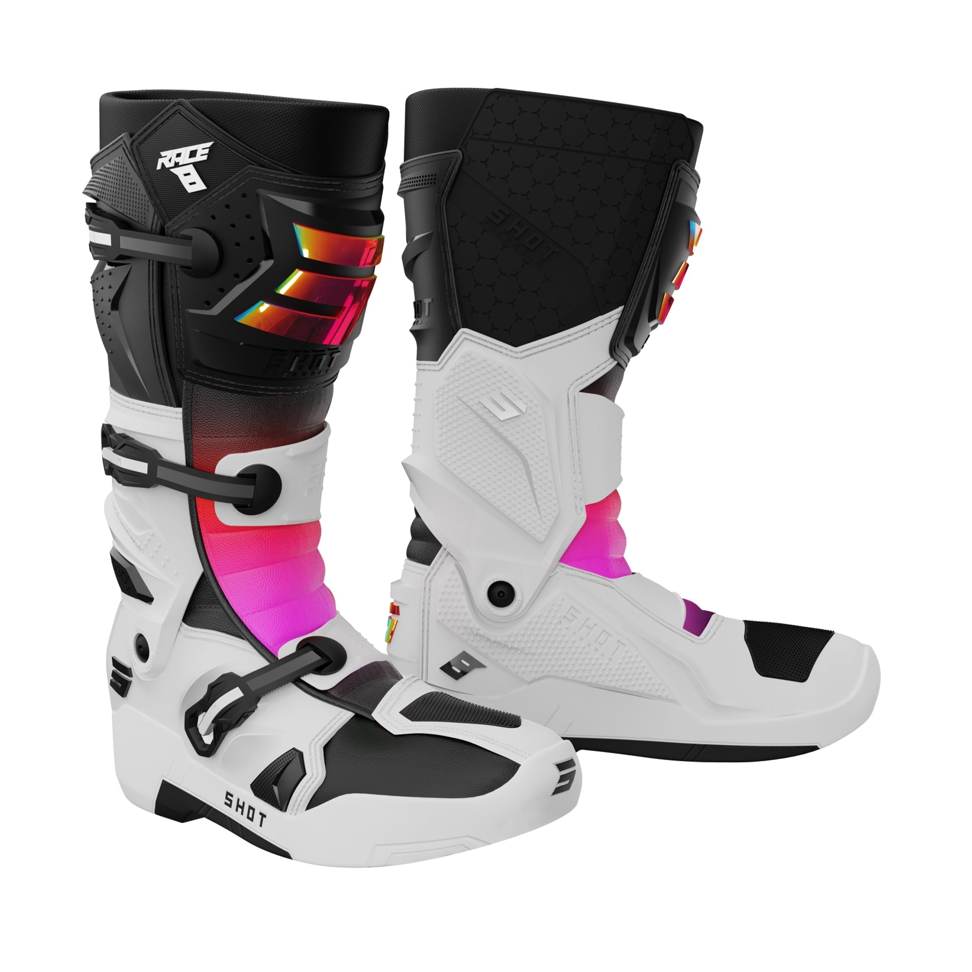 SHOT RACE 8 WHITE/PINK MOTOCROSS BOOTS – 1 – Maximomoto PT