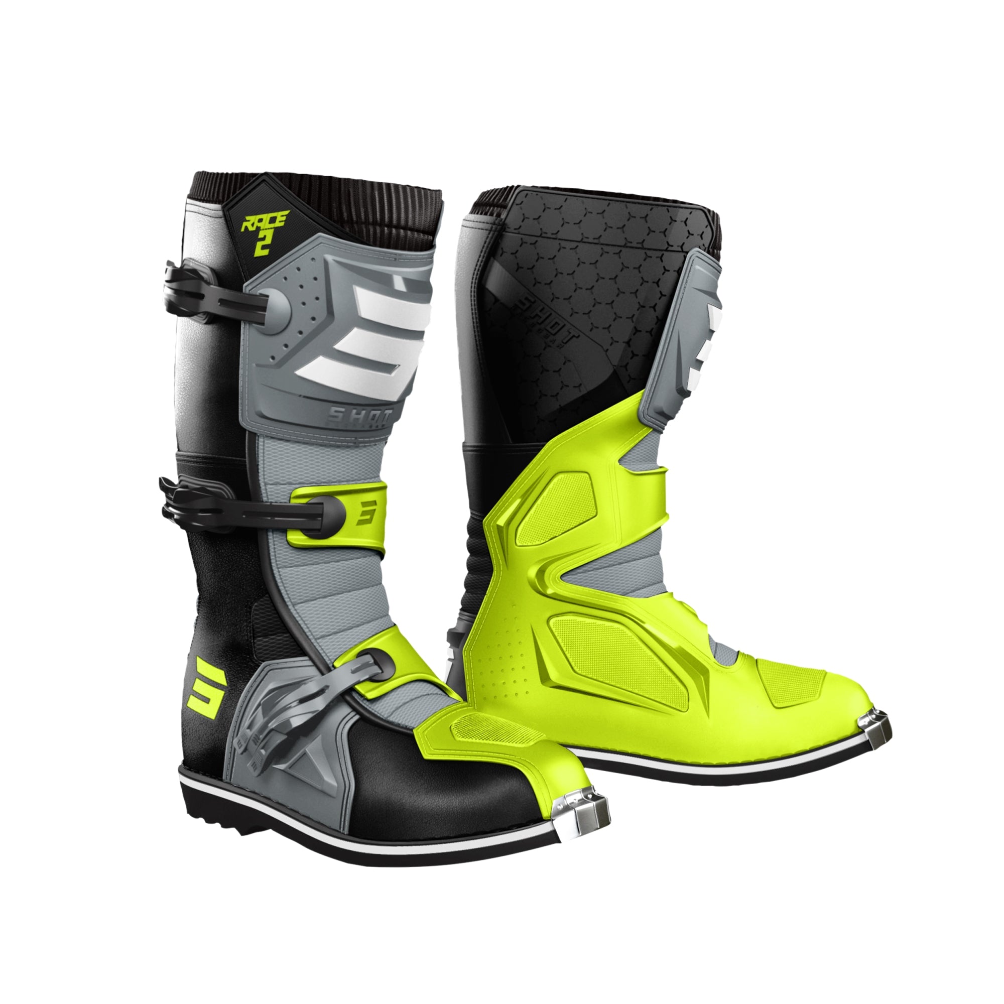 SHOT RACE 2 MOTOCROSS BOTAS PRETO CINZA NEON AMARELO – 1 – Maximomoto PT