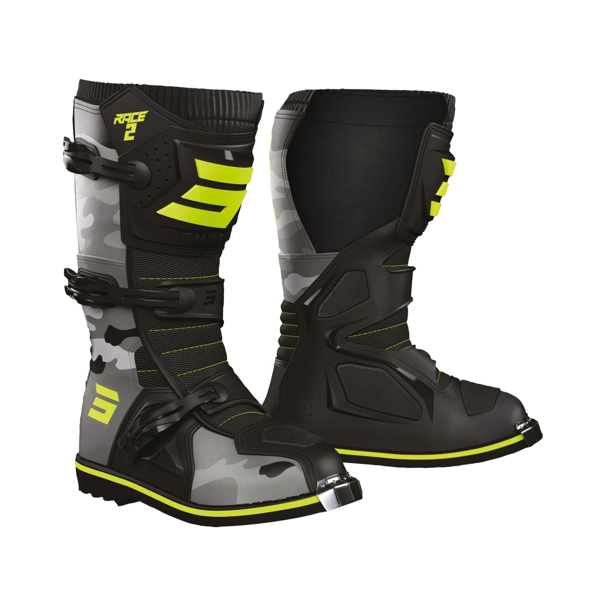 SHOT RACE 2 KID MOTOCROSS BOTAS PRETO AMARELO