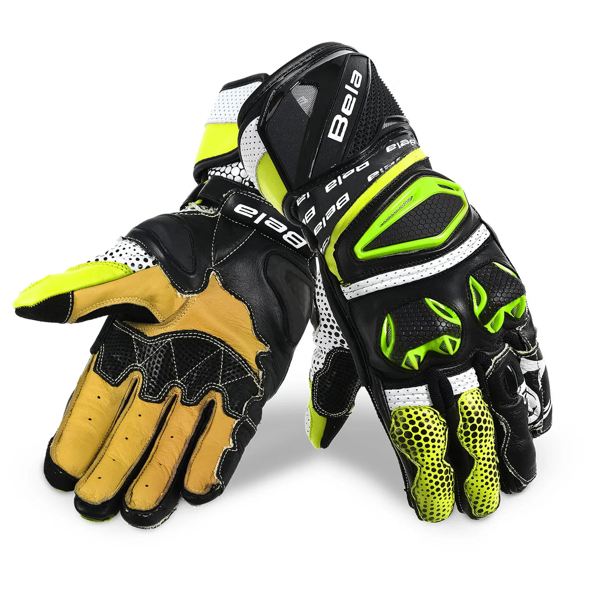 BELA EXTREME HOMEM LUVAS DE MOTO PRETO BLANCO AMARILLO FLOU