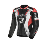 BELA X RACE Moto Couro Casacos Preto Branco Vermelho
