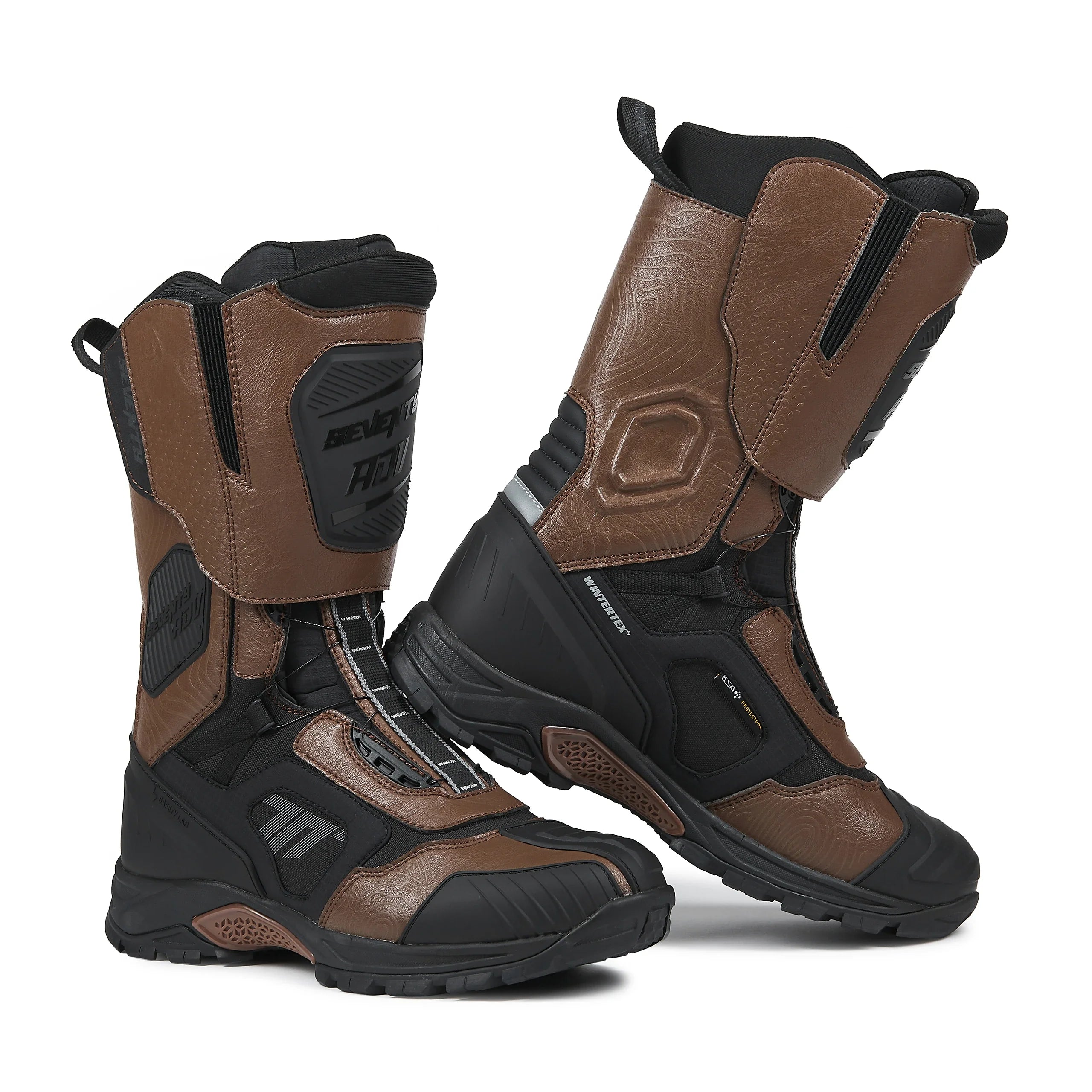 SEVENTY SD-BA6 STELVIO HIGH UNISEX MOTORCYCLE BOOTS BLACK BROWN – 1 – Maximomoto PT
