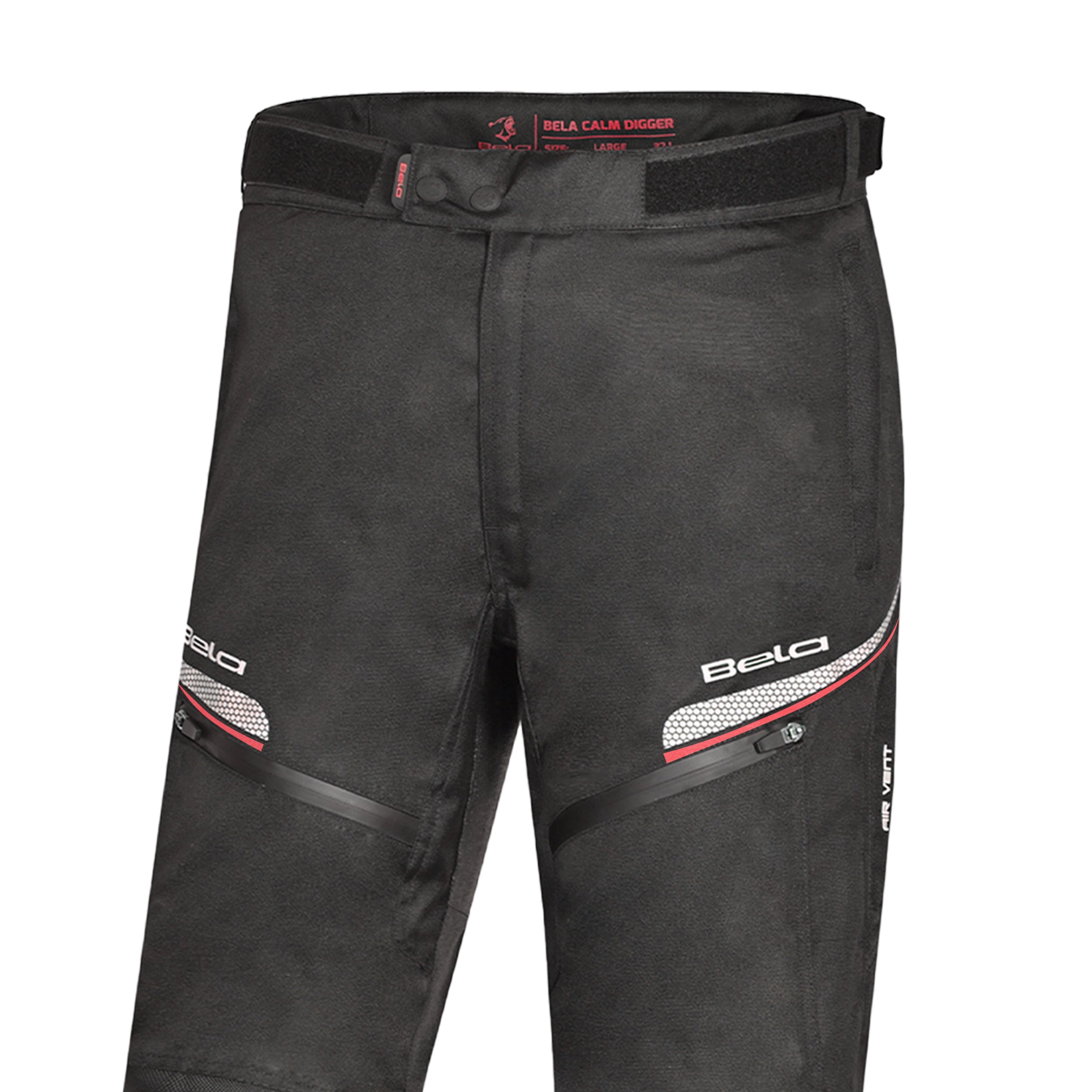 BELA Calm Digger Textil Moto Calcas Preto Vermelho 34L