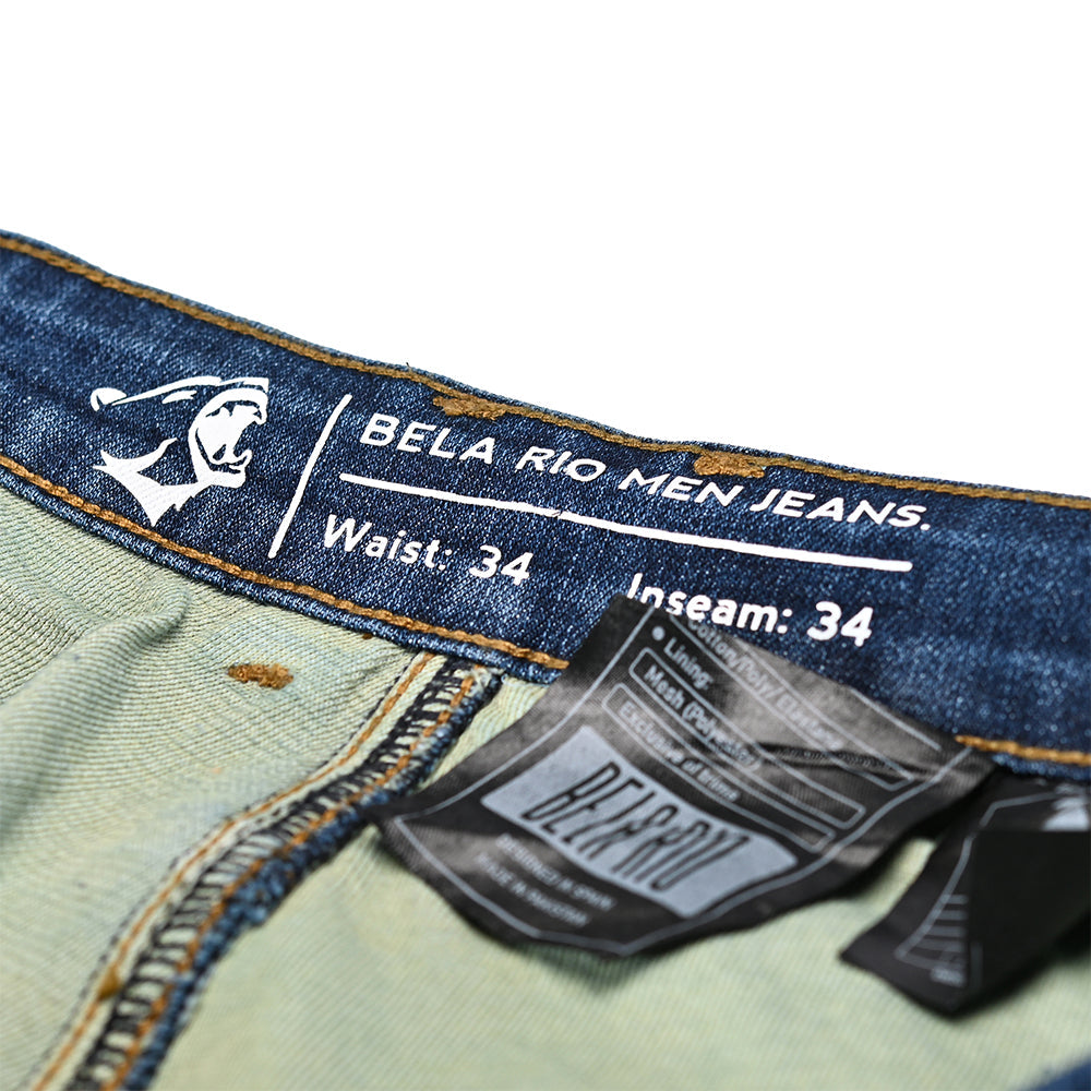 BELA RIO TIE & DY Jeans Moto Calcas Azul 34L