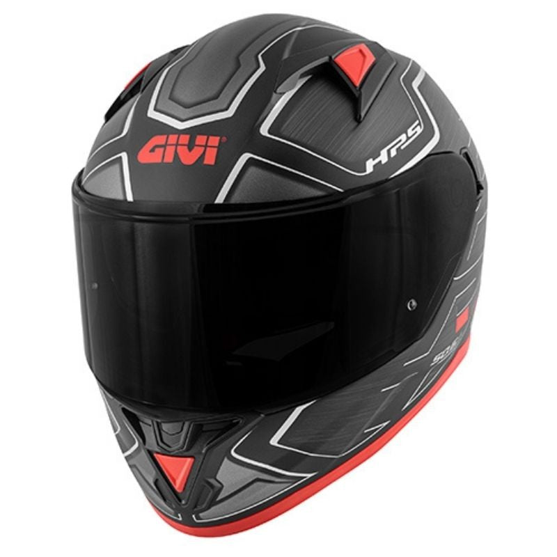 GIVI 50.6 SPORT. LED DEEP Moto Integral Capacete Preto Vermelho