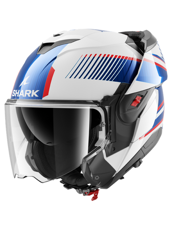 SHARK OXO SIEVE Branco cromado y azul motocicleta modular Casco – 2 – Maximomoto PT