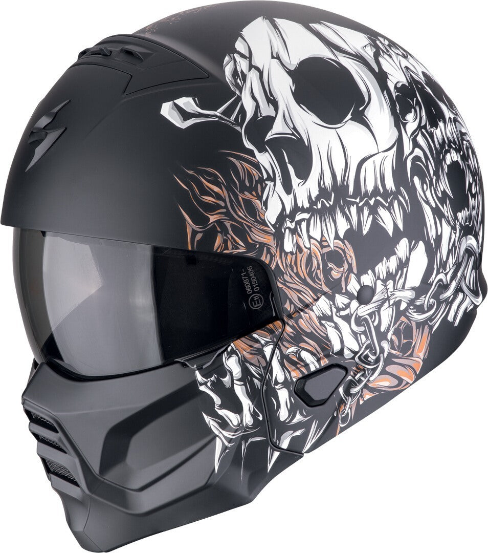 SCORPION EXO-COMBAT II GENESIS Motorcycle Jet Black Helmet Matte White Gold – 1 – Maximomoto PT