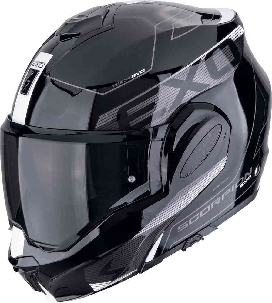 SCORPION EXO Tech Evo Traveler Front Flip Shell Black White – 1 – Maximomoto PT