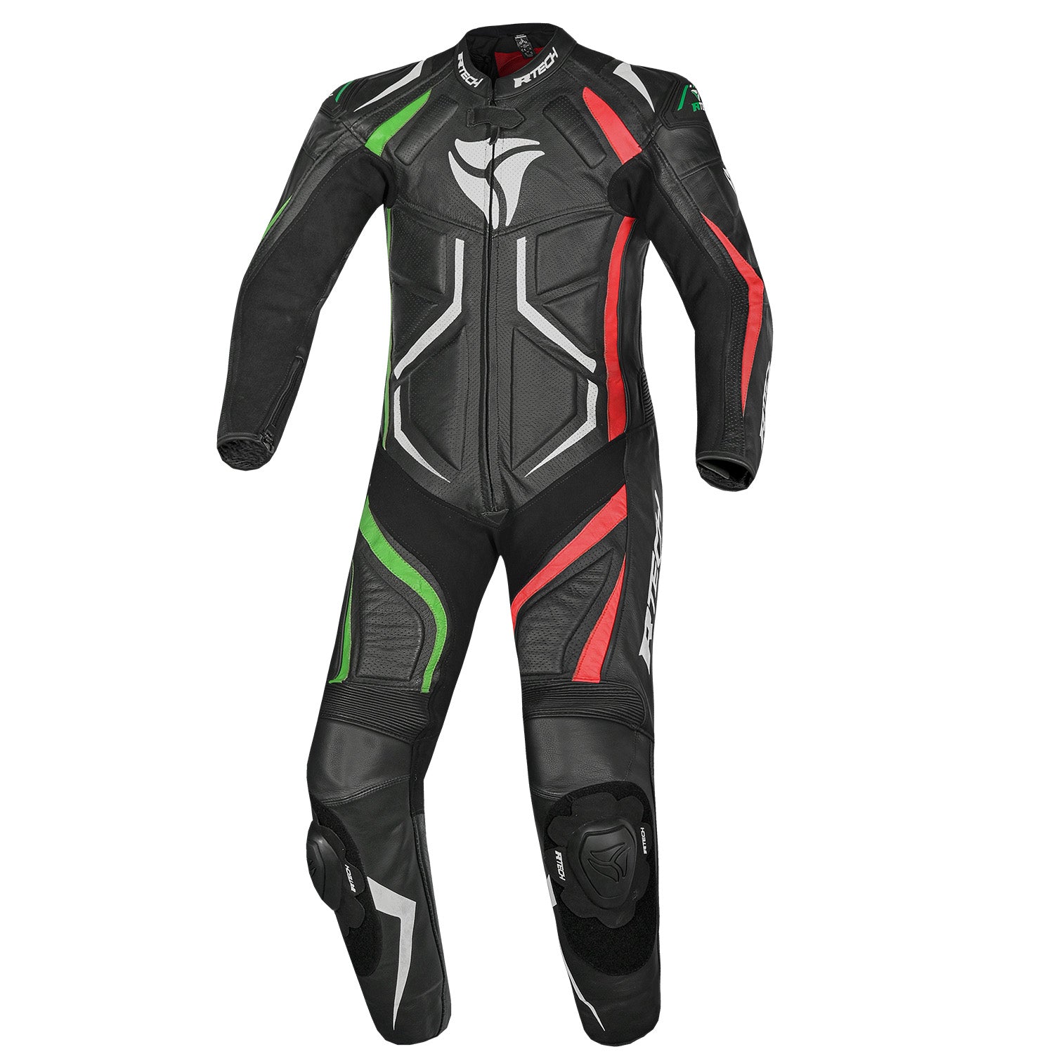 R-TECH 1 PC DEFENDER GP Motorcycle Suits Black Red Green – 1 – Maximomoto PT