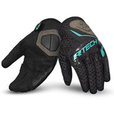 R-TECH RIDE PRO Moto Luvas Senhora Preto Turquesa