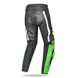 BELA X RACE Moto Couro Calcas Preto Branco Verde