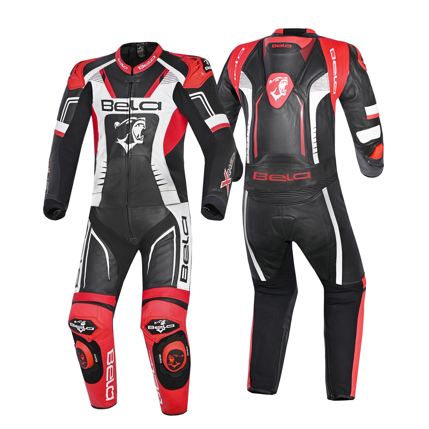 BELA X RACE 2 PC Moto Couro Fatos Preto Branco Vermelho – 2 – Maximomoto PT