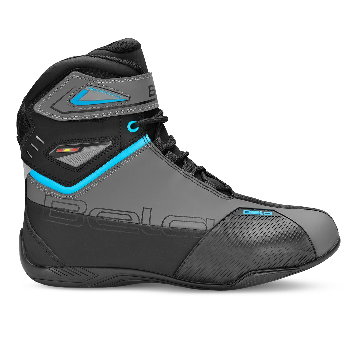 BELA BLAZE Moto Couro Botas Homem Preto Cinza Turquoise – 2 – Maximomoto PT