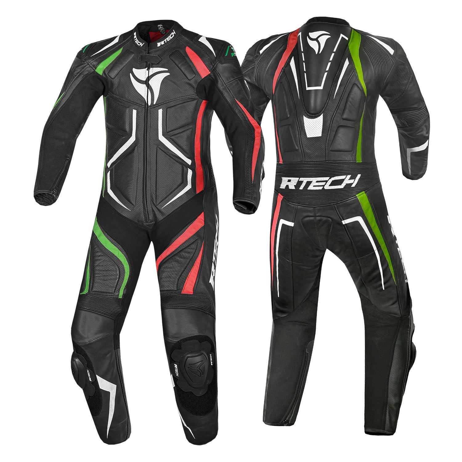 R-TECH 1 PC DEFENDER GP Motorcycle Suits Black Red Green – 2 – Maximomoto PT