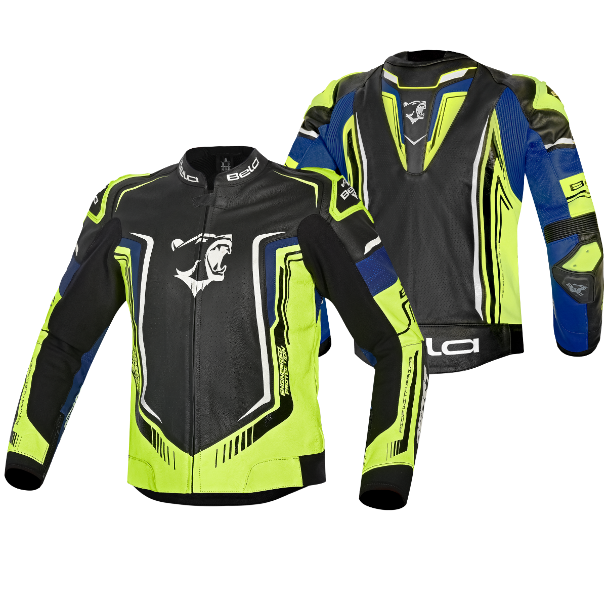 BELA BEAST Moto Couro Homem Preto Branco Amarelo Azul – 2 – Maximomoto PT