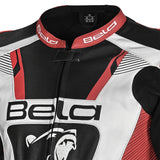 BELA X RACE Moto Couro Casacos Preto Branco Vermelho