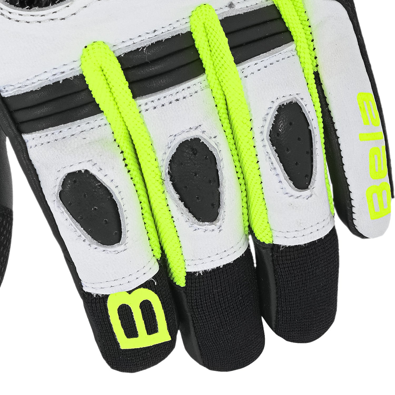 BELA AIR FLOW Motorcycle Leather Gloves Black White Fluorescent Yellow – 5 – Maximomoto PT
