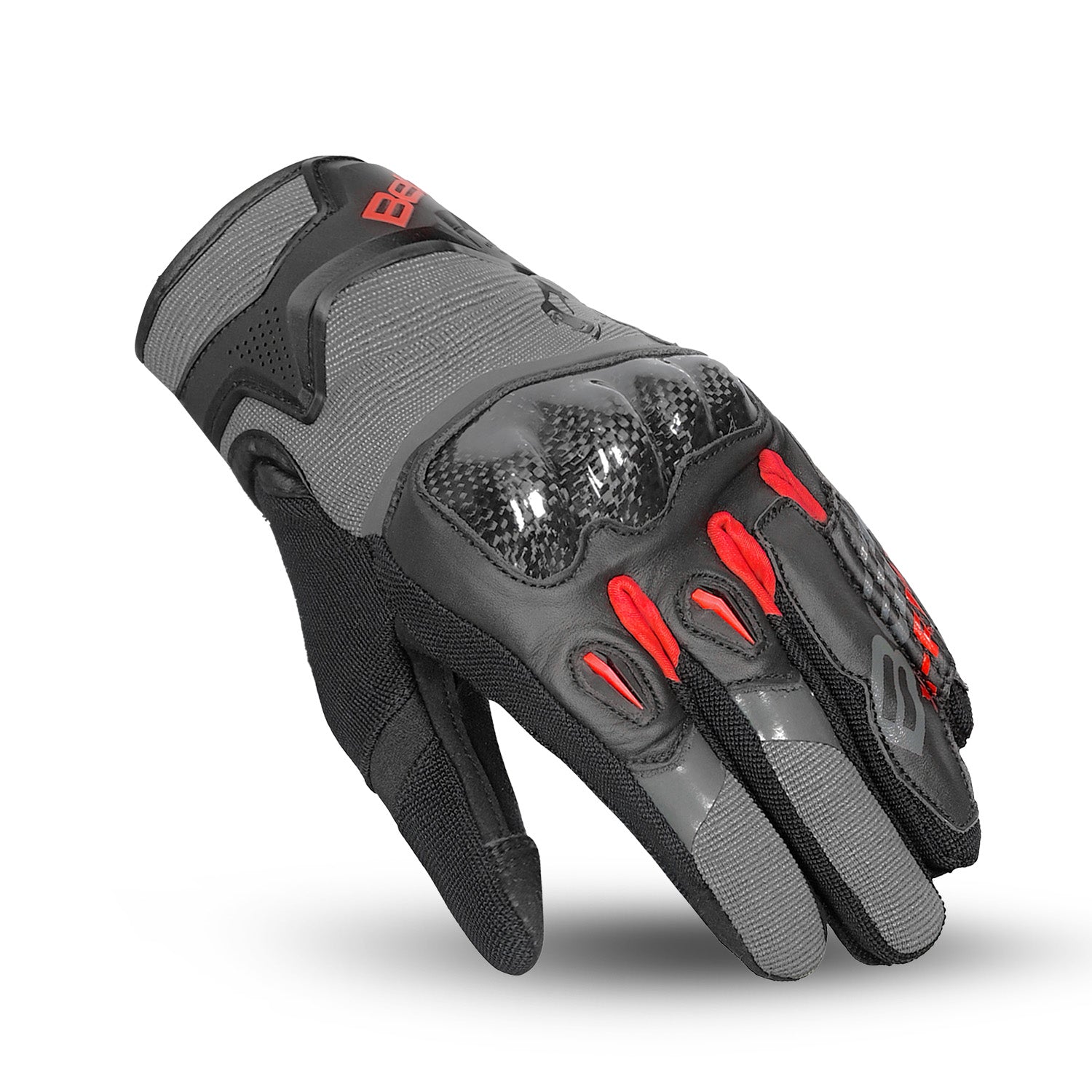 BELA DARING Men's Motorcycle Gloves Textile Red Gray Black – 2 – Maximomoto PT