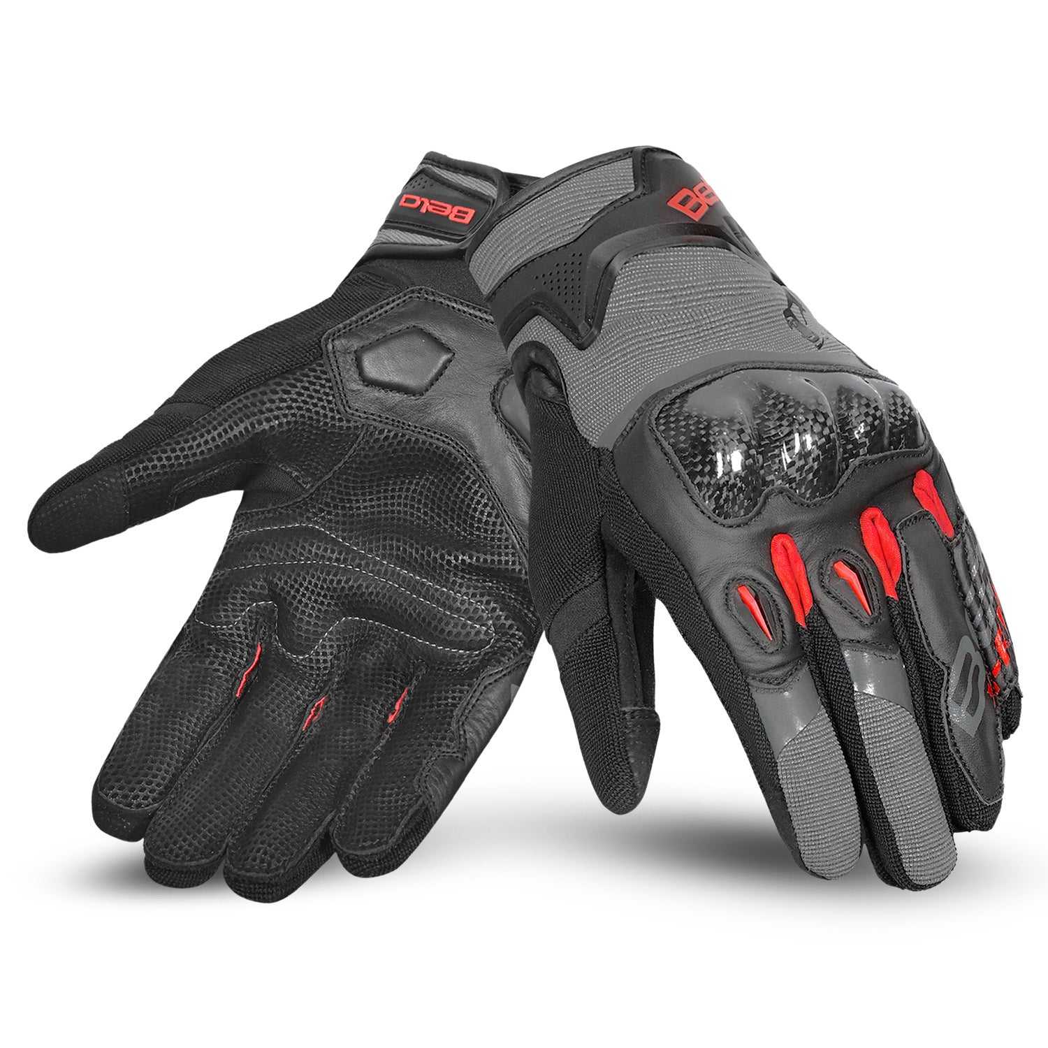 BELA DARING Men's Motorcycle Gloves Textile Red Gray Black – 1 – Maximomoto PT