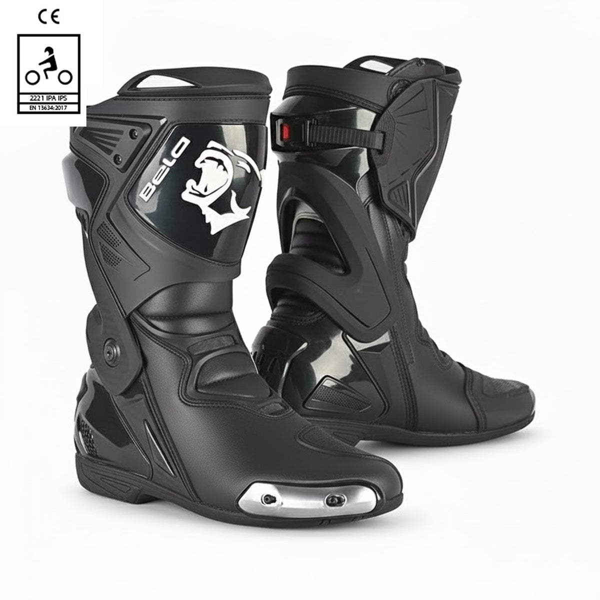 BELA RACE PRO (R-6) Black Leather Motorcycle Boots 
