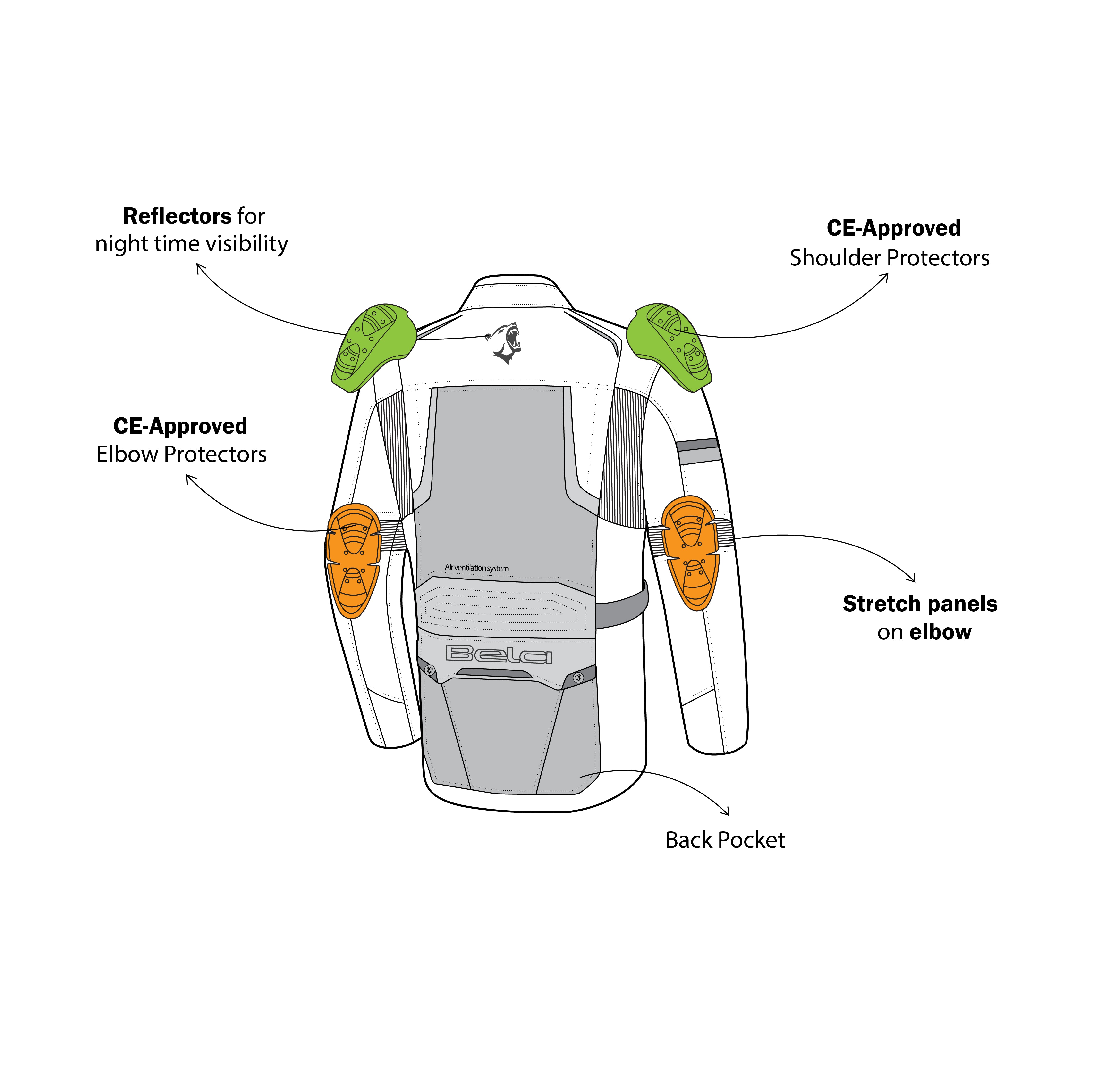 BELA WATSON Men's Motorcycle Jackets Black Khaki Yellow White – 11 – Maximomoto PT
