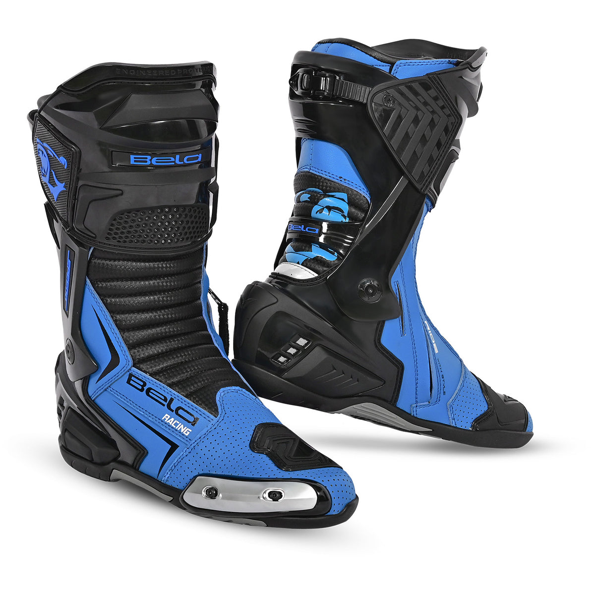 BELA SPEEDO 2.0 Leather Motorcycle Boots Black Blue